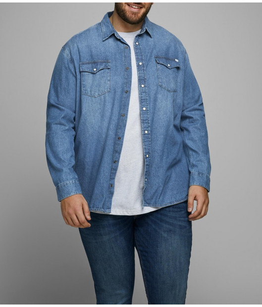 Chemise Burton Homme Grande Taille - Jean Bleu Décontracté - Taille L - Occasion Très Bon État - Coton 100%