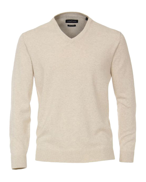 Pull col V homme beige