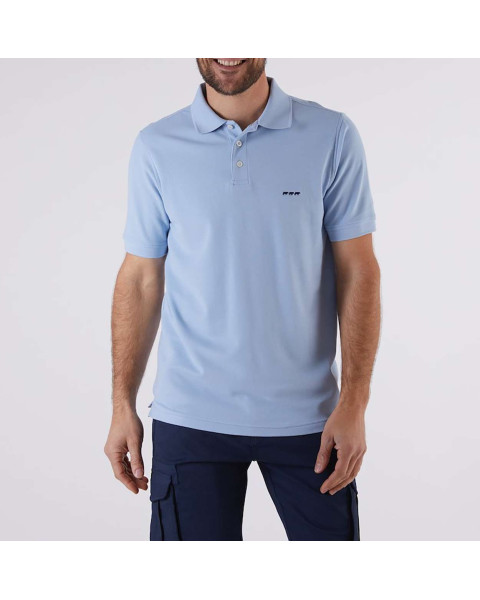 Polo bleu uni en coton...