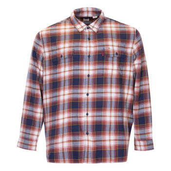 Chemise grande taille multicolore en coton mélangé carreaux motifs tartan coupe droite col français