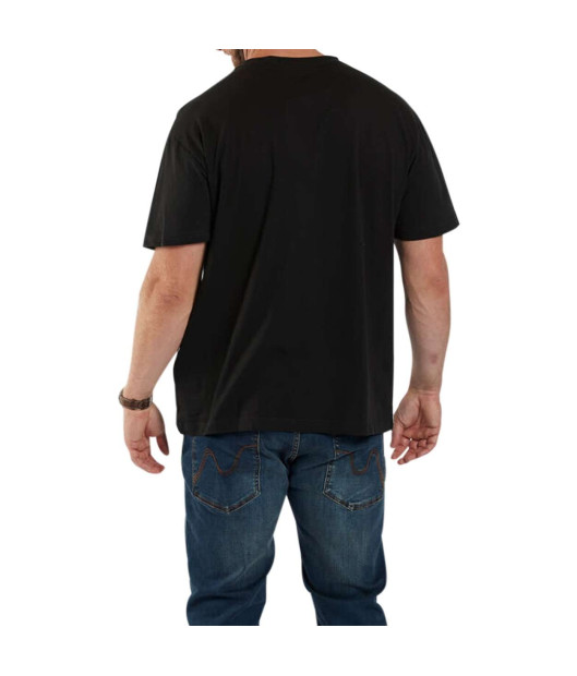 T-shirt Oversize Stedman Noir à Poches - 100% Coton Slub, Col Rond, Coupe Décontractée
