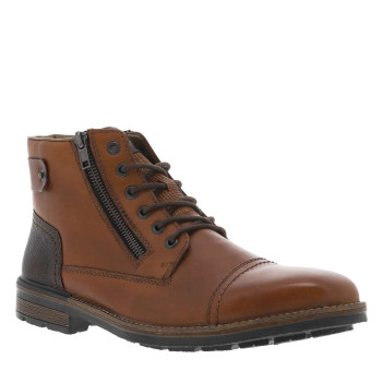 Bottines en cuir marron avec doublure en laine et fermeture zippée