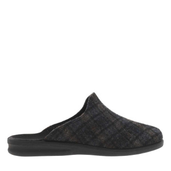 Pantoufles BELFORT à motif Tartan gris et marine