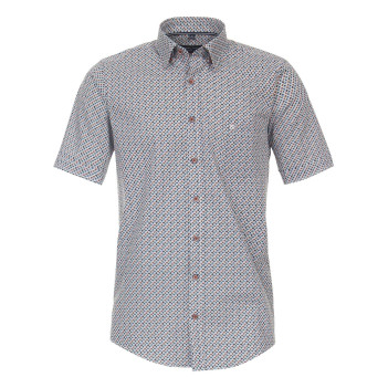 Chemise en coton bleu avec un imprimé losanges et un col américain