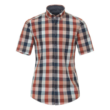 Chemise en coton oranges avec un imprimé carreaux et un col américain