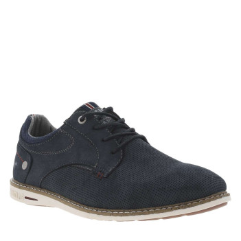 Baskets basses style derbies bleu marine avec des surpiqûres bordeaux