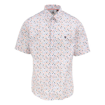 Chemise blanche en coton imprimée coupe ajustée et à manches courtes