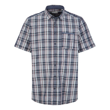 Chemise en coton bleue à carreaux à coupe droite et col français