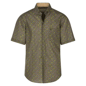 Chemise en coton kaki avec une coupe regular fit et un imprimé fleuri