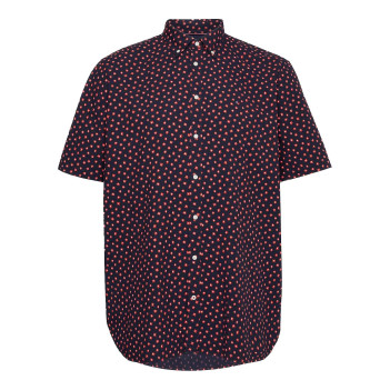Chemise en coton marine fleurie à coupe regular fit et col américain