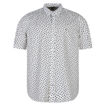 Chemise en coton blanche fleurie à coupe regular fit et col américain