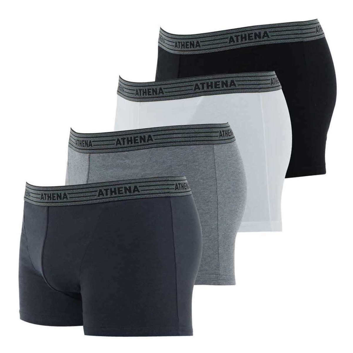 Thumbnail Lot de 4 boxers multicolores en coton unis avec tailles élastiquées et marque - Image 2