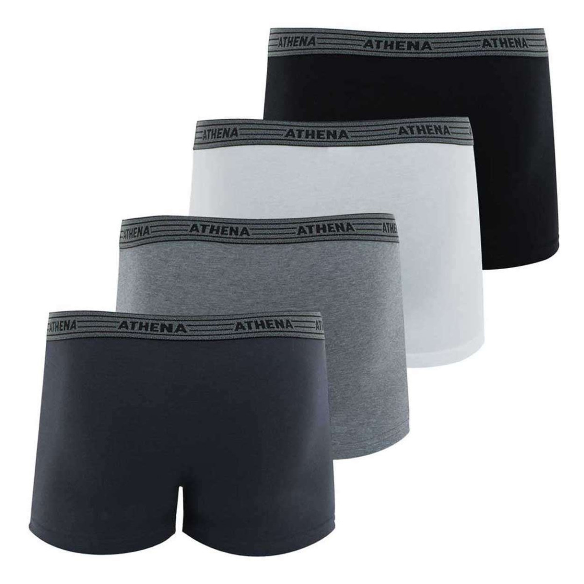 Thumbnail Lot de 4 boxers multicolores en coton unis avec tailles élastiquées et marque - Image 3