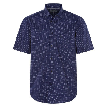 Chemise en coton marine avec une coupe droite et un col américain