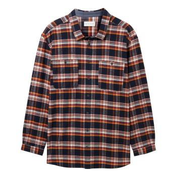 Chemise marine à carreaux avec une coupe regular fit et un col français