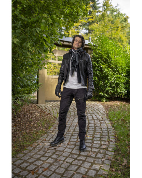 Blouson en cuir marron avec...