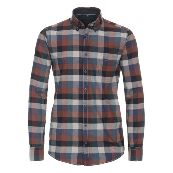 Chemise en coton marron à carreaux avec une coupe casual fit et un col américain