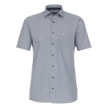 Chemise marine à motifs en coton avec une coupe droite et fermeture boutonnée