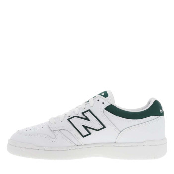Baskets basses 480 style tennis en cuir blanches et vertes avec des lacets plats