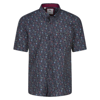 Chemise en coton marine imprimée par des fleurs avec une coupe regular fit