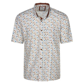 Chemise en coton blanche imprimée par des visages avec un col français