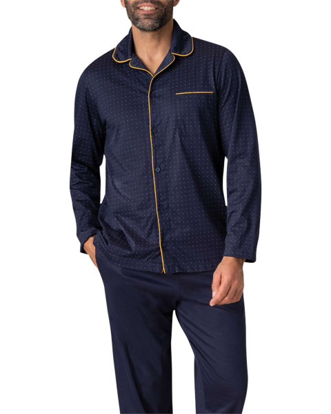 Pyjama long en coton marine...