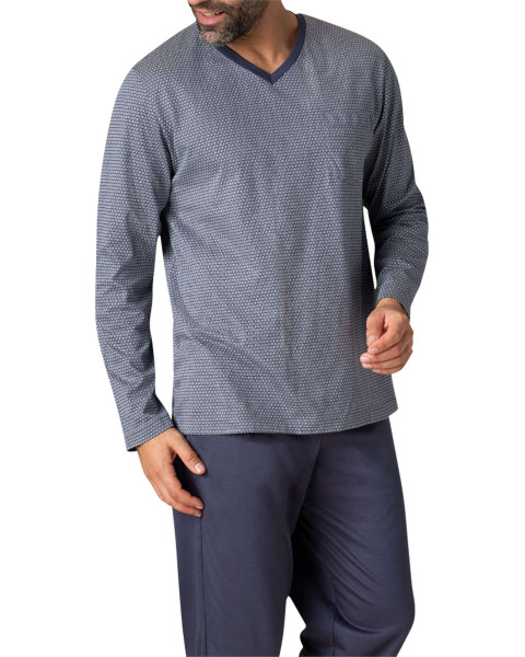 Pyjama long en coton marine...
