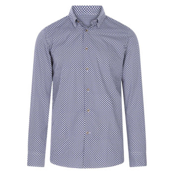 Chemise en coton bleu marine avec un imprimé géométrique et une coupe ajustée