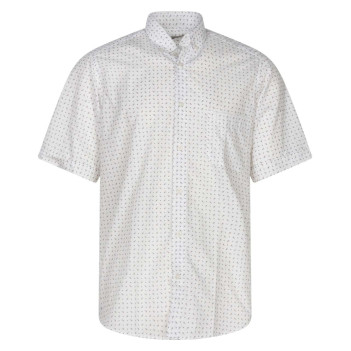 Chemise blanche imprimé avec une coupe droite col boutonné et à manches courtes