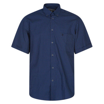 Chemise en coton marine imprimé avec une coupe droite et un col boutonné