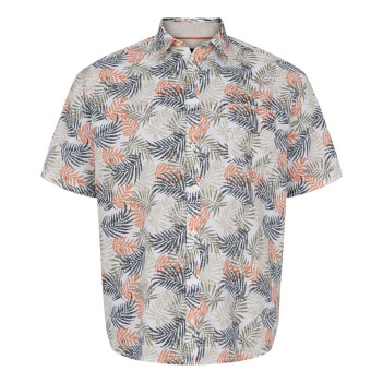 Chemise en partie en lin multicolore imprimée à coupe droite et un col français