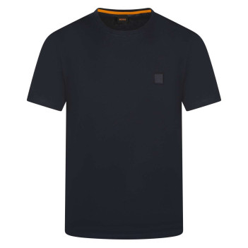 T-shirt homme marine uni avec une coupe droite et un col rond