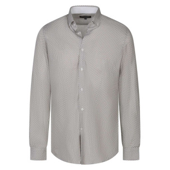 Chemise en coton blanche imprimée à col français et coupe droite