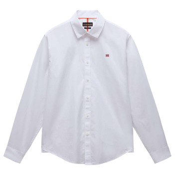 Chemise en coton blanche unie avec une coupe ajustée, col français et logo brodé