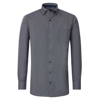 Chemise Grande Taille en coton marine à motif géométrique avec col boutonné