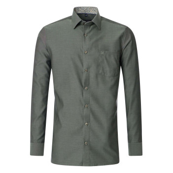 Chemise verte Grande Taille en coton à manches longues et coupe droite