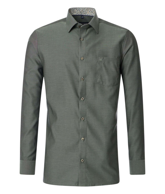 Chemise New Man Taille 42 - Manches Longues Crème/rouge/vert Motifs Rayés - Occasion Très Bon état