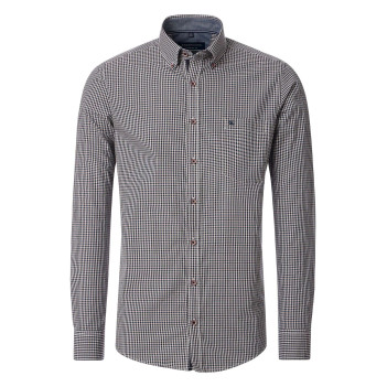 Chemise Grande Taille en coton marine à carreaux avec boutons tricolores et logo