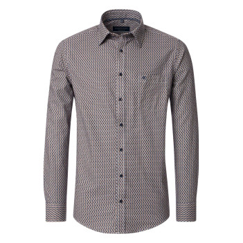 Chemise camel Grande Taille en coton à coupe droite avec motif et 1 poche