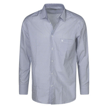 Chemise à manches longues en coton blanche à petites fleurs avec un col français