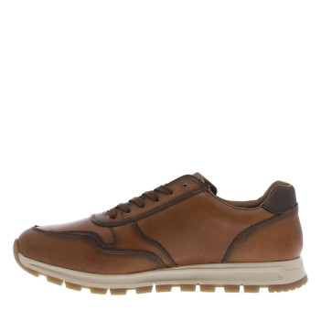 Sneakers cognac plates avec lacets plats marron et zip latéral