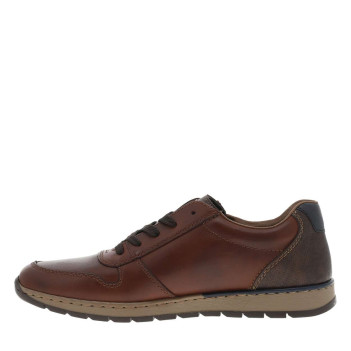 Sneakers marron à talon plat et à lacets plats et zip latéral