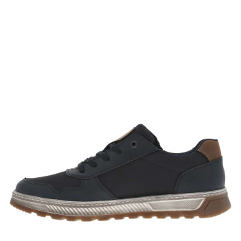 Sneakers marine à talon plat et à lacets plats marine et zip latéral