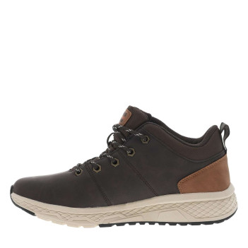 Sneakers café à talon plat et à lacets ronds tressés bicolores