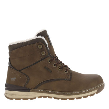 Bottines marron à talon plat et à lacets et zip latéral avec doublure chaude