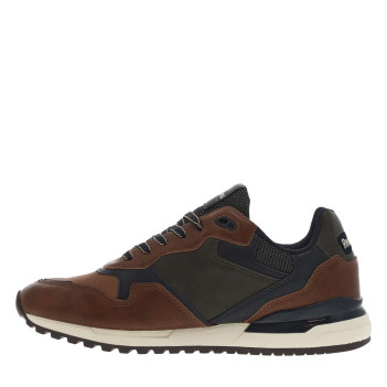 Sneakers brandy à talon plat et à lacets plats bicolores et patch rond