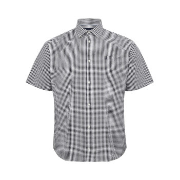 Chemise en coton bleue avec un imprimé vichy et une coupe regular fit