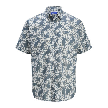 Chemise manches courtes bleue en coton à imprimé floral avec une coupe ample