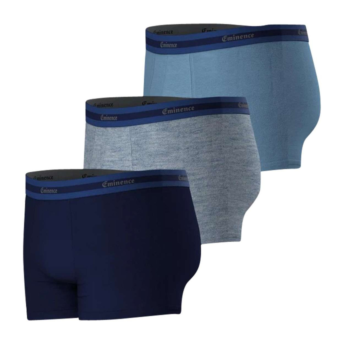 Thumbnail Lot de 3 boxers classiques en coton tricolores à taille élastiquée - Image 3