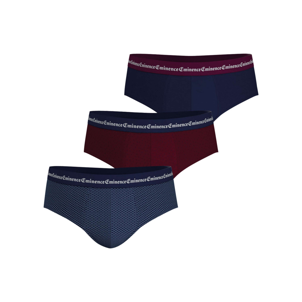 Lot de 3 slips en coton bicolores à petits motifs avec le nom de la marque